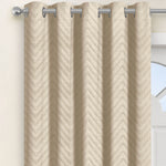 Velosso Chevron Beige Eyelet Thermal Door Curtain