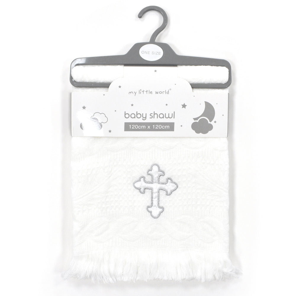Newborn Baby Embroidered Christening Shawl