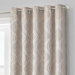 Velosso Clarissa Beige Jacquard Ready Made Eyelet Curtains