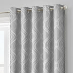 Velosso Clarissa Grey Jacquard Ready Made Eyelet Curtains
