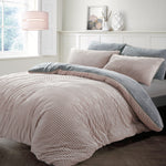 Velosso Blush Pink Plush Corduroy Teddy Fleece Duvet Set