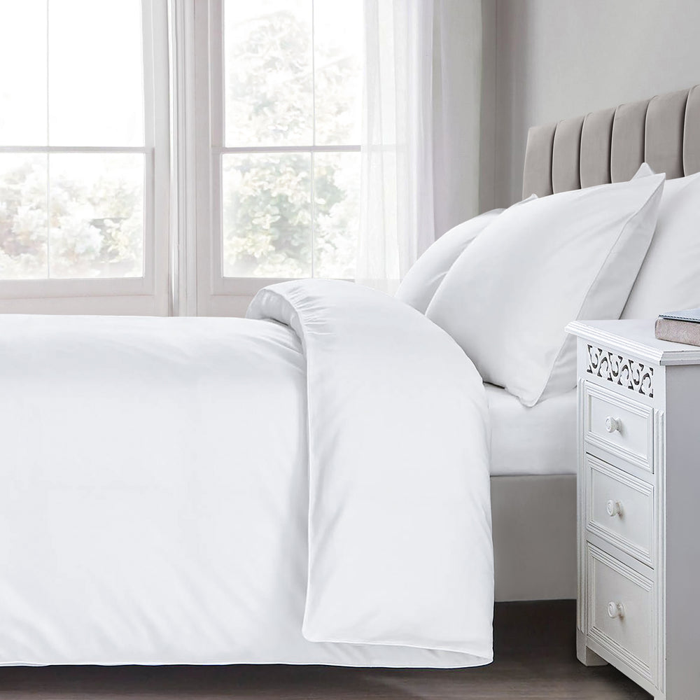 Sweet Dreams Cotton 200 Thread Count Percale White Duvet Cover