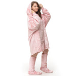 Velosso Crushed Velvet Blush Pink Oversized Hoodie