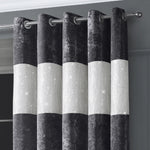 Intimates Diamante Charcoal Crushed Velvet Ready Made Eyelet Curtains