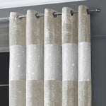 Intimates Diamante Crushed Velvet Cream Ready Made Eyelet Curtains