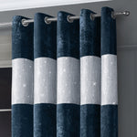 Intimates Diamante Navy Crushed Velvet Ready Made Eyelet Curtains