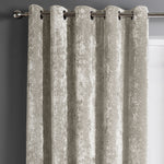 Intimates Crushed Velvet Natural Ready Made Eyelet Curtains