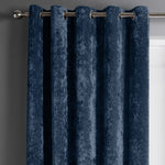 Intimates Navy Blue Crushed Velvet Ready Made Eyelet Curtains