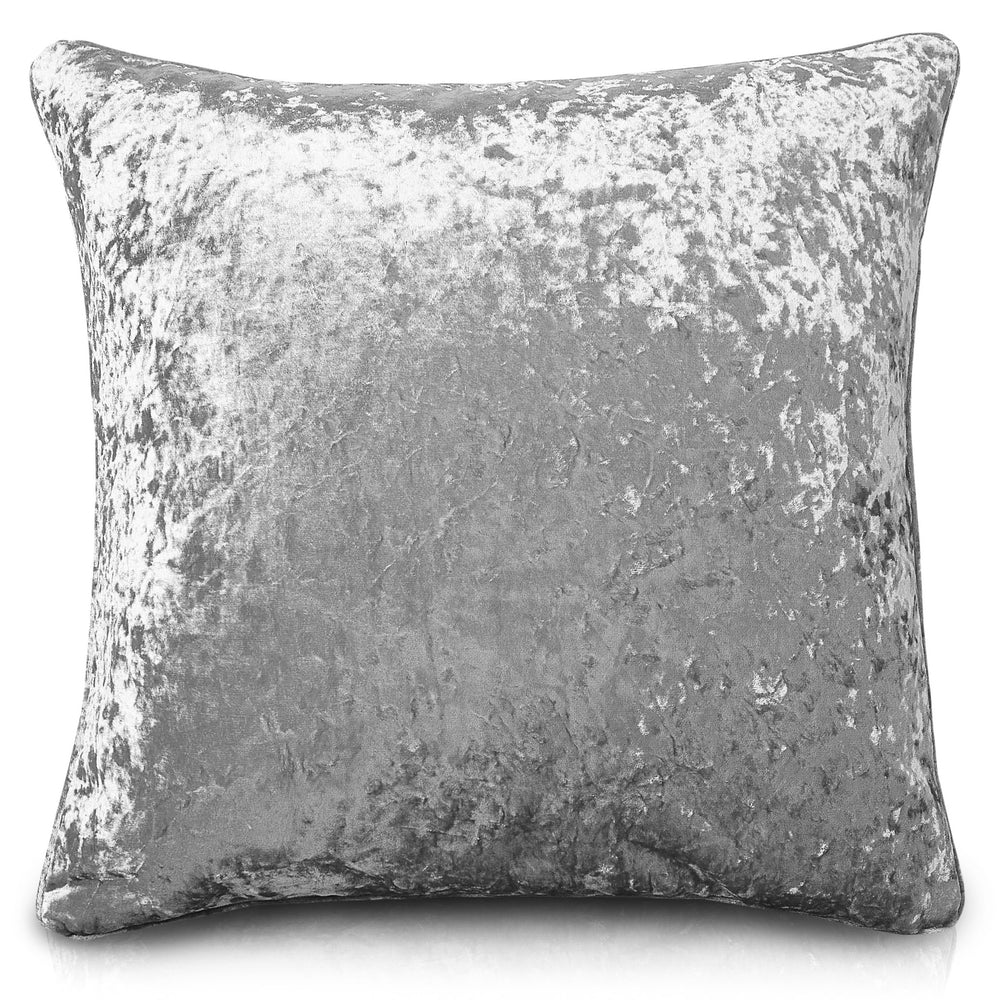 Intimates Plain Silver Crushed Velvet Cushion Cover