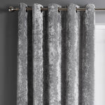 Intimates Silver Crushed Velvet Ready Made Eyelet Curtains
