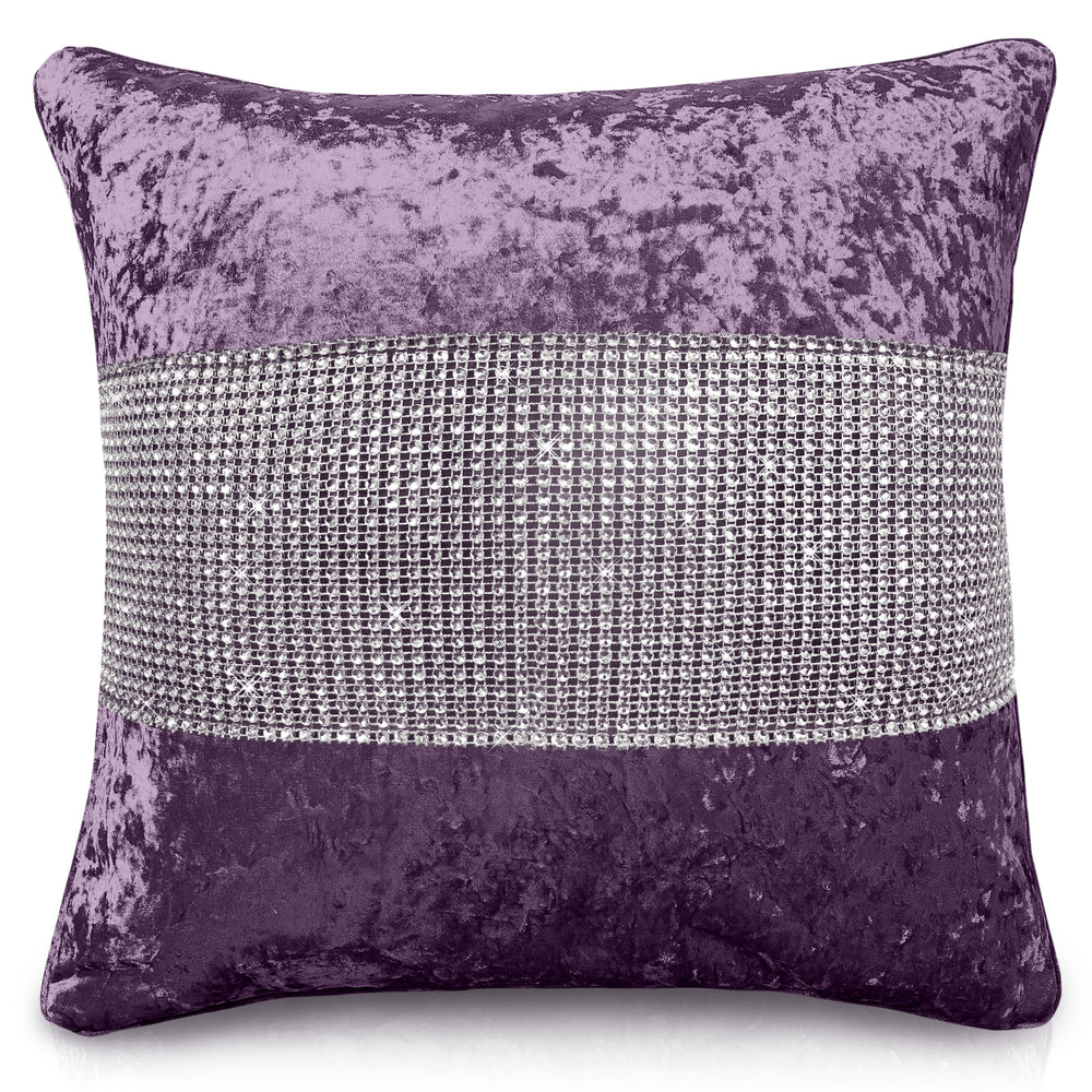 Intimates Crushed Velvet Diamante Mauve Cushion Cover