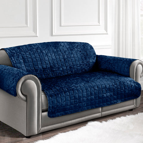 Intimates Luxury Crushed Velvet Navy Blue Sofa Protector