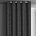 Velosso Damask Black Dimout Eyelet Door Curtain