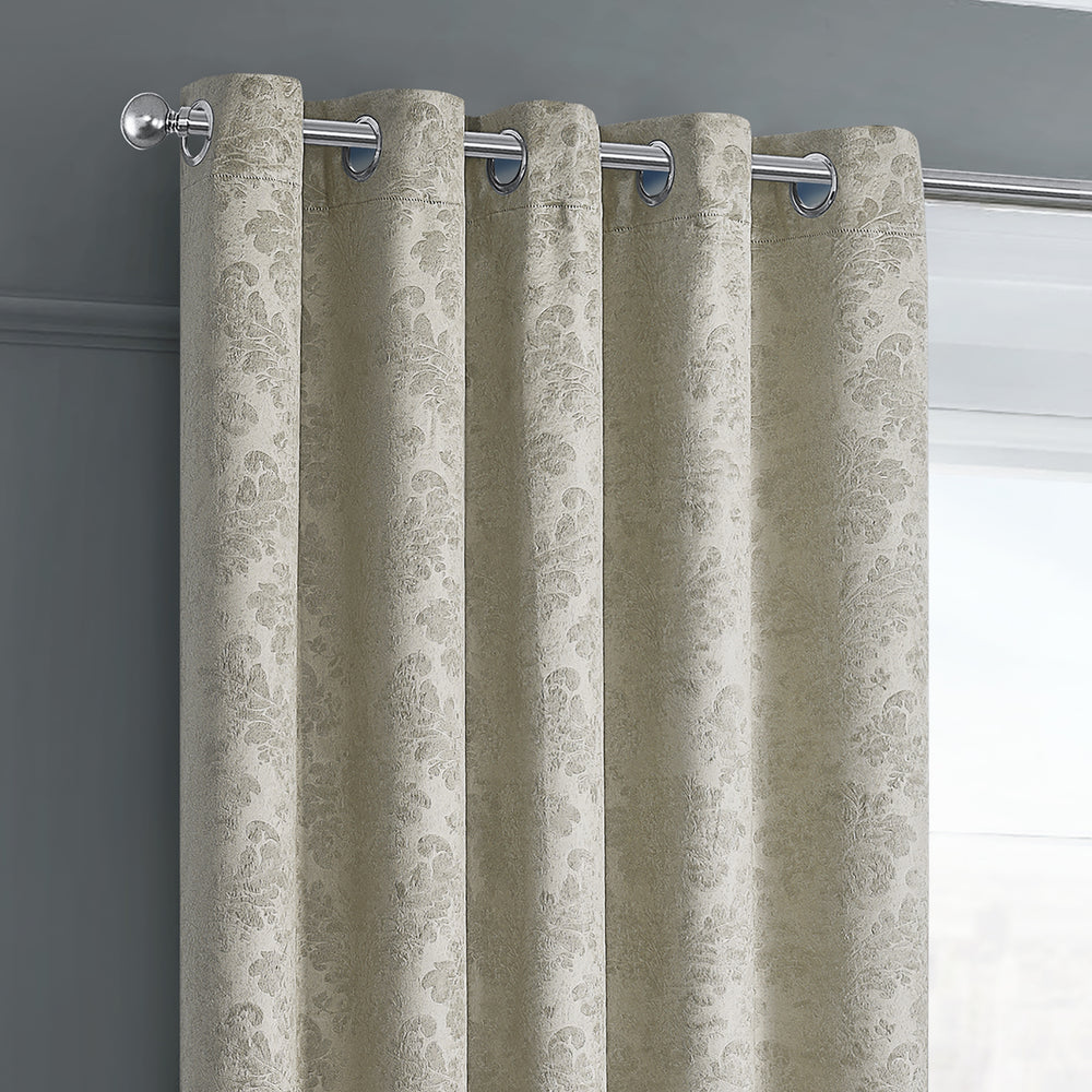 Velosso Damask Cream Ready Made Thermal Dimout Curtains