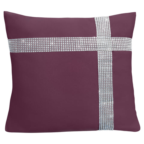 Velosso Diamante Cross Plum Cushion Cover