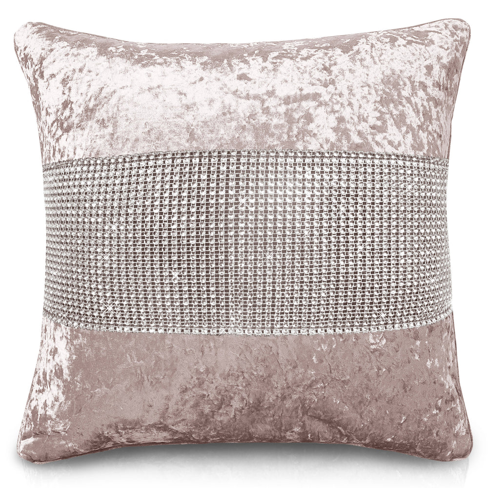 Intimates Blush Pink Crushed Velvet Diamante Cushion Cover