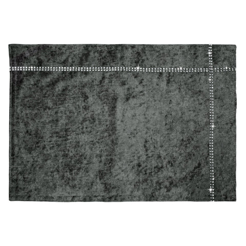 Intimates Charcoal Grey Crushed Velvet Diamante Placemat