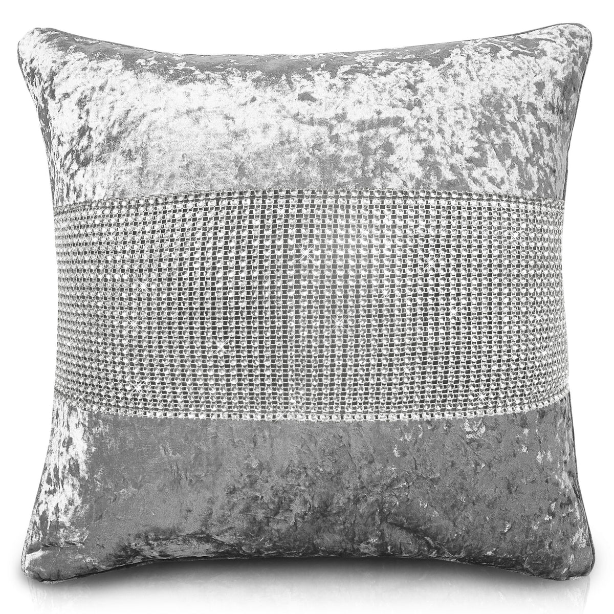 Silver Crushed Velvet Diamante Cushion Cover Linens Online