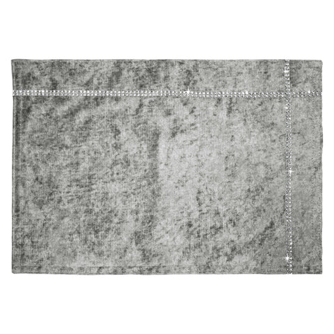 Intimates Silver Crushed Velvet Diamante Table Placemat
