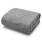 Velosso Luxury Cotton Diamond Charcoal Tassel Throw