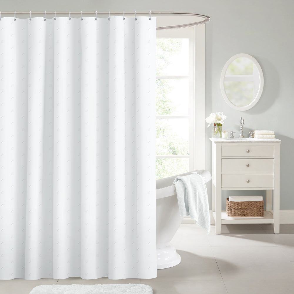 Velosso White Dots Shower Curtain