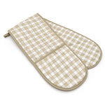 Kitchen Trends Gingham Check Cotton Double Oven Gloves Cream