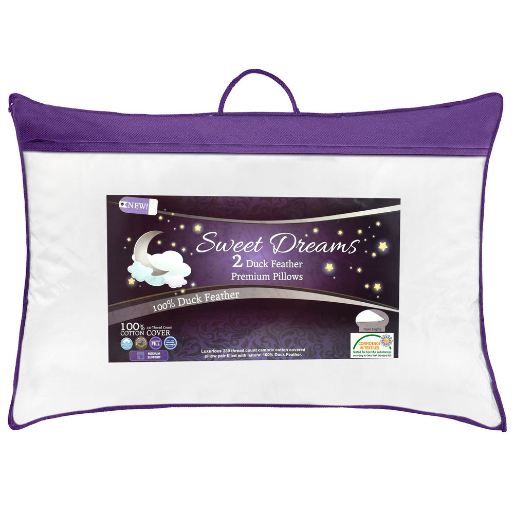 Sweet Dreams Luxury Duck Feather Pillow Pair