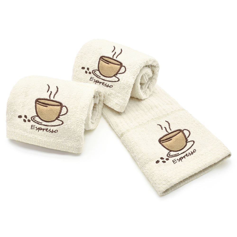 Kitchen Trends Cream Espresso Tea Towel