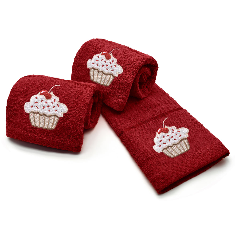 Kitchen Trends Red Cupcake Tea Towel