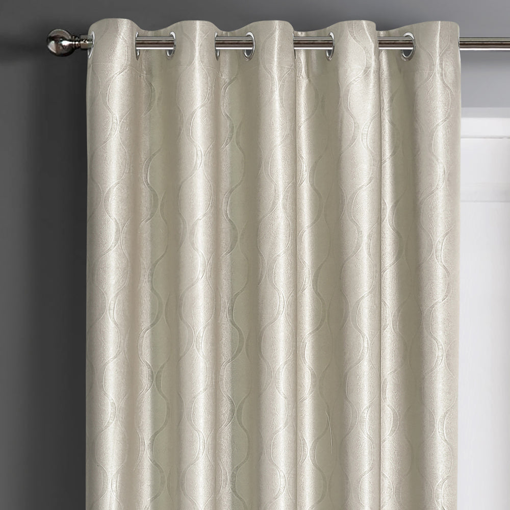 Velosso Evisa Cream Thermal Dimout Ready Made Eyelet Curtains