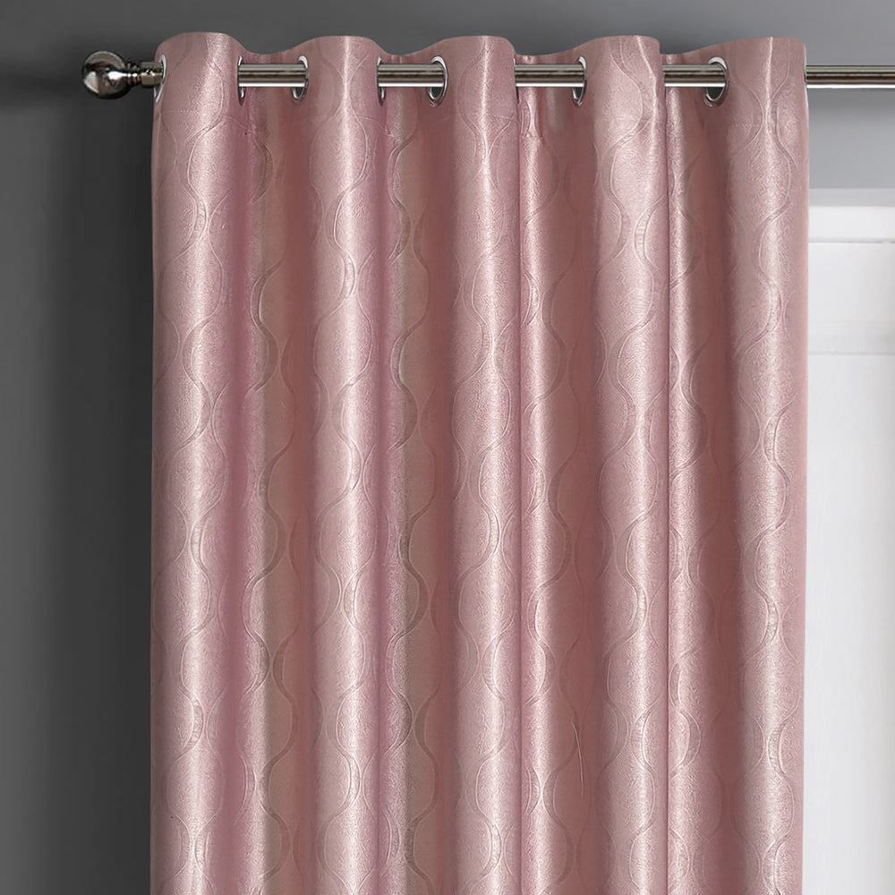 Velosso Evisa Blush Pink Thermal Dimout Ready Made Eyelet Curtains