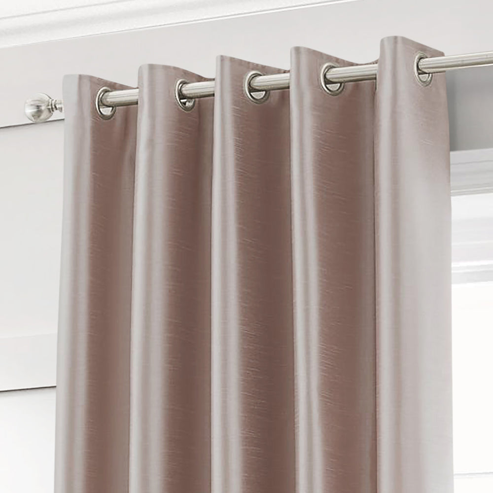 Velosso Blush Pink Faux Silk Eyelet Curtains