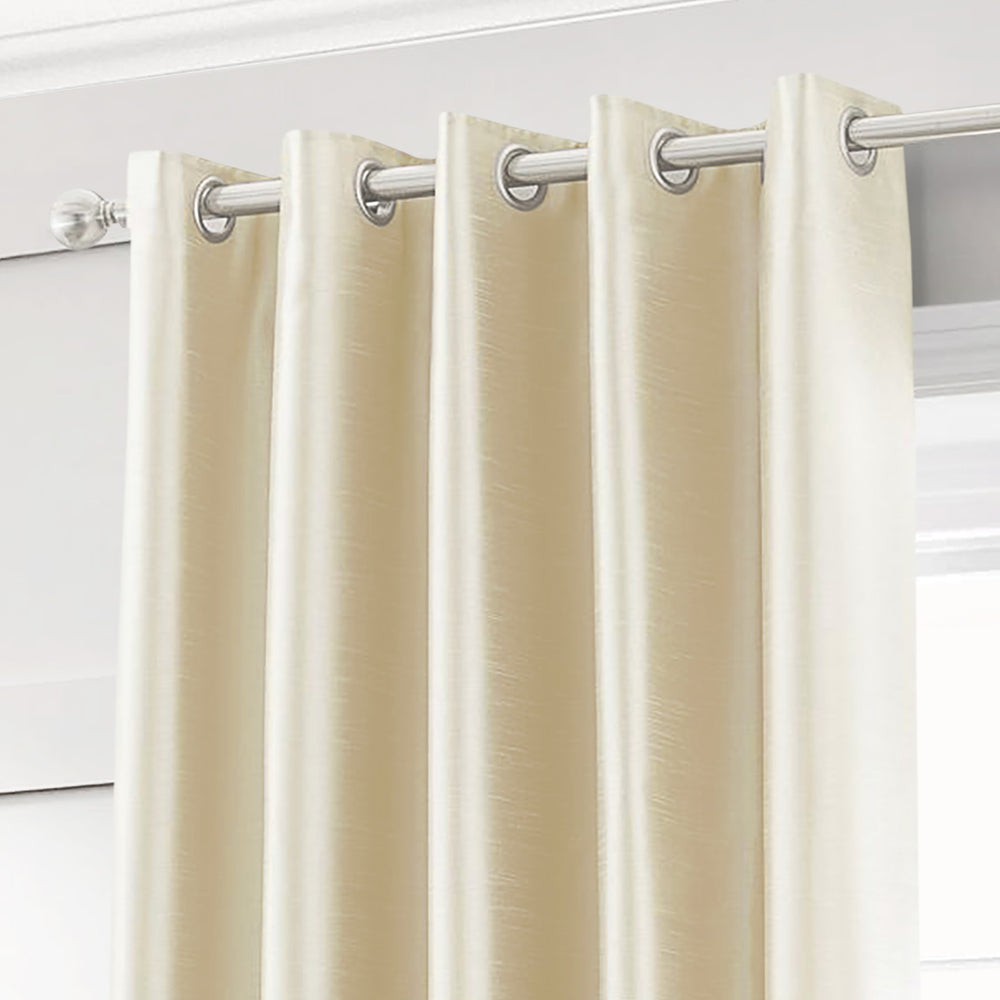 Velosso Cream Faux Silk Eyelet Curtains
