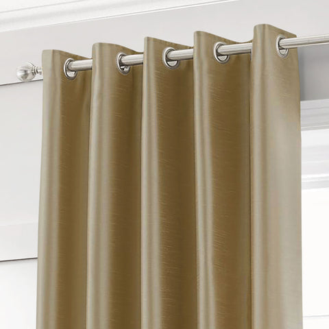 Velosso Latte Faux Silk Eyelet Curtains