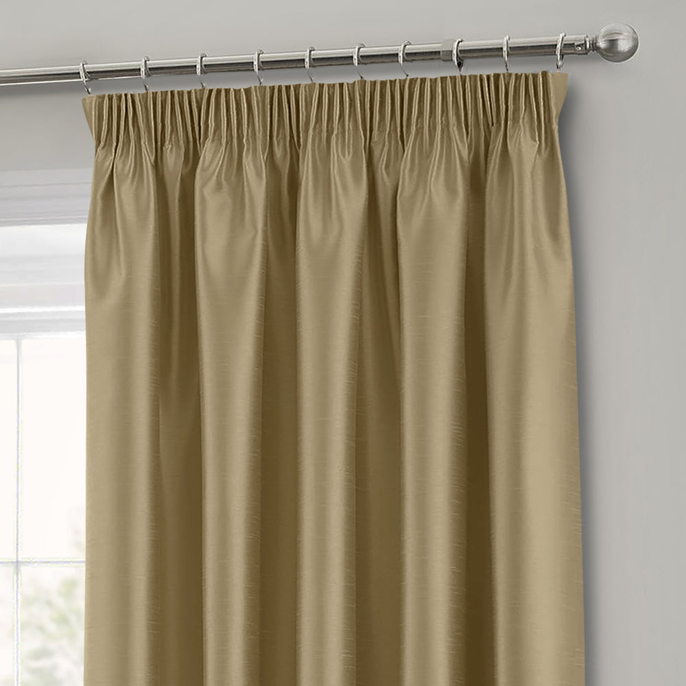 Faux Silk Tape Top Fully Lined Curtains (Red)