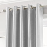 Velosso Silver Faux Silk Eyelet Curtains