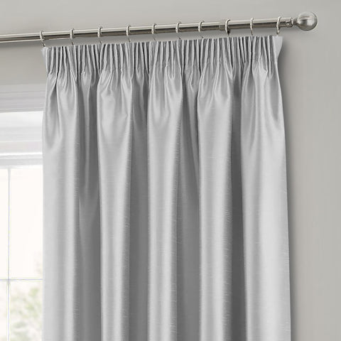 Intimates Silver Faux Silk Pencil Pleat Curtains