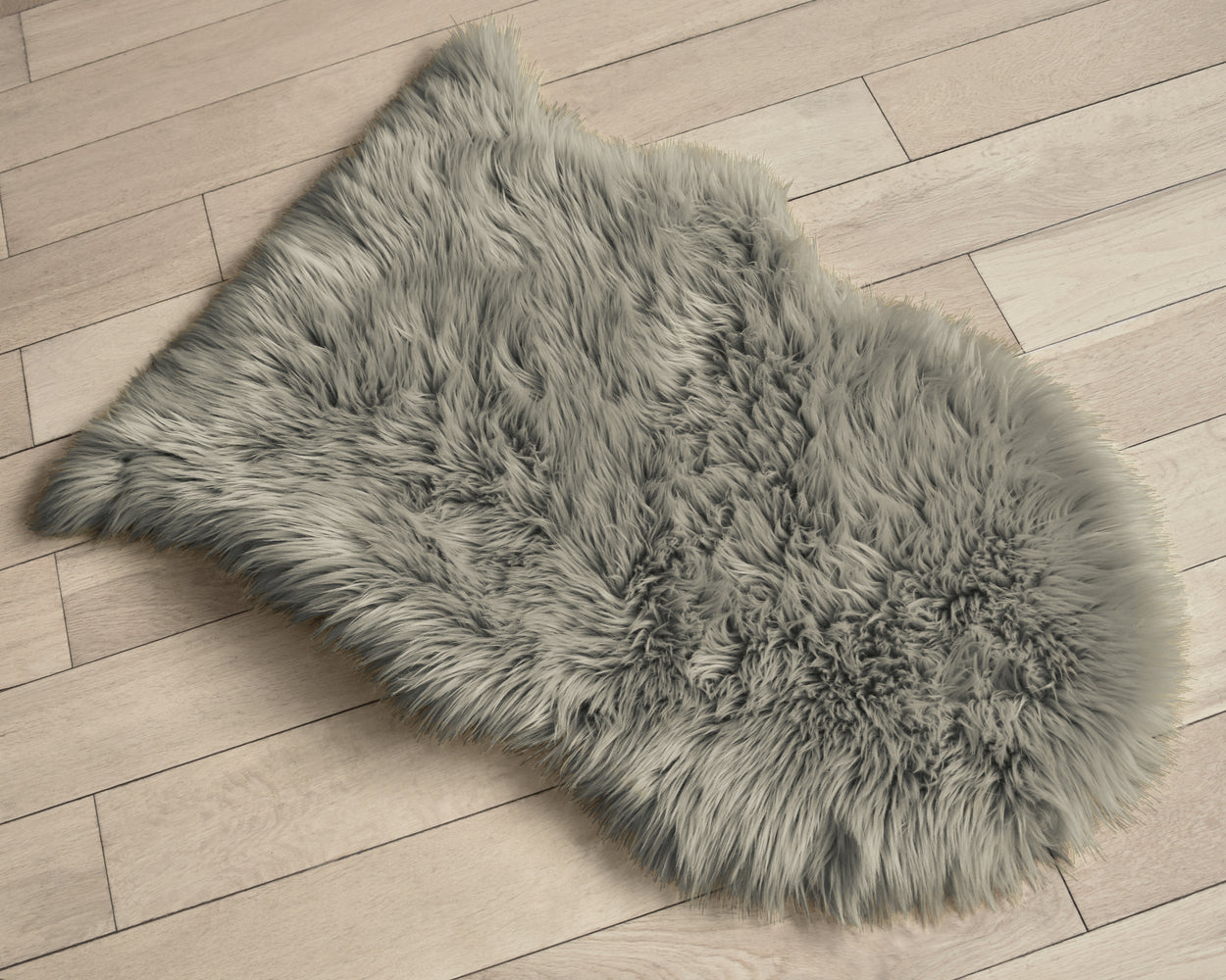Velosso Luxury Grey & Beige Faux Fur Sheepskin Rug