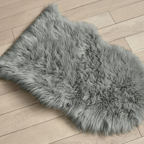 Velosso Luxury Grey Faux Fur Sheepskin Rug