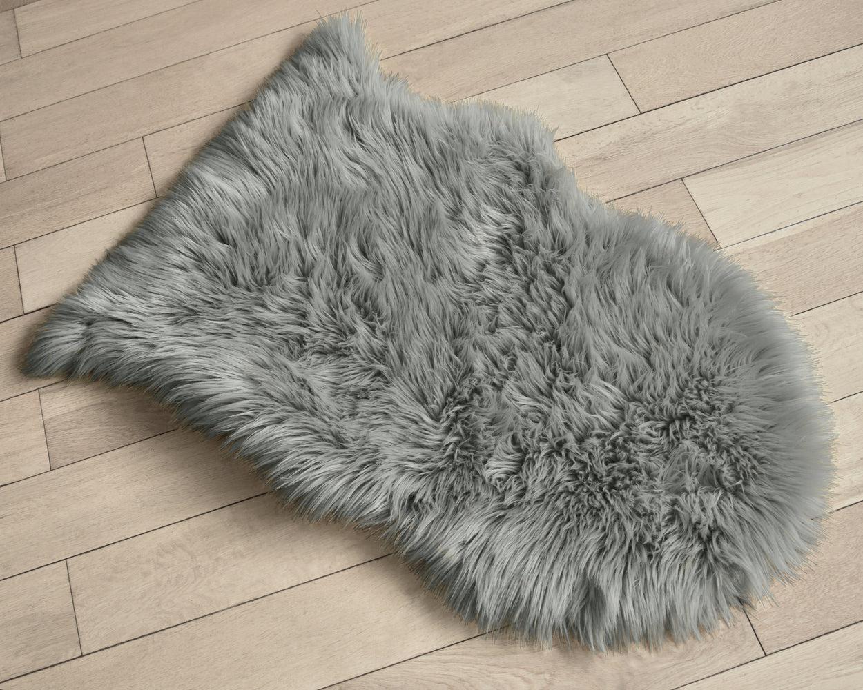 Velosso Luxury Grey Faux Fur Sheepskin Rug
