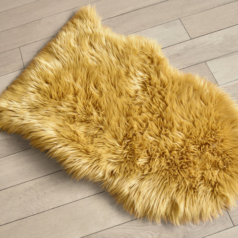 Velosso Luxury Faux Fur Sheepskin Rug Ochre