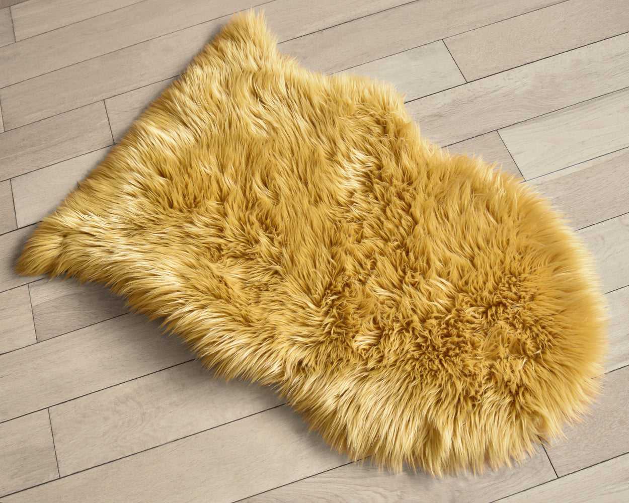 Velosso Luxury Faux Fur Sheepskin Rug Ochre