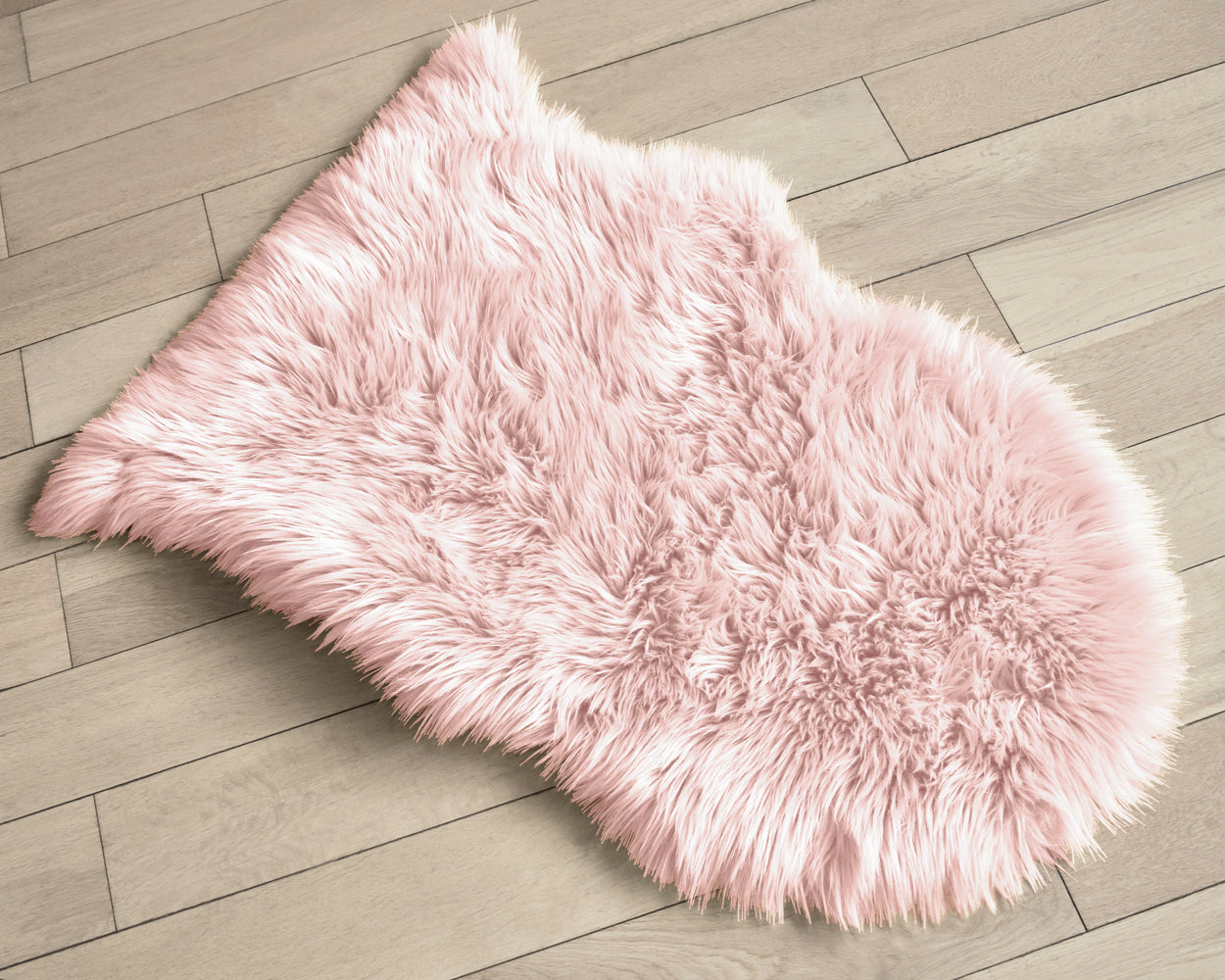 Velosso Luxury Faux Fur Sheepskin Rug Pearl Pink