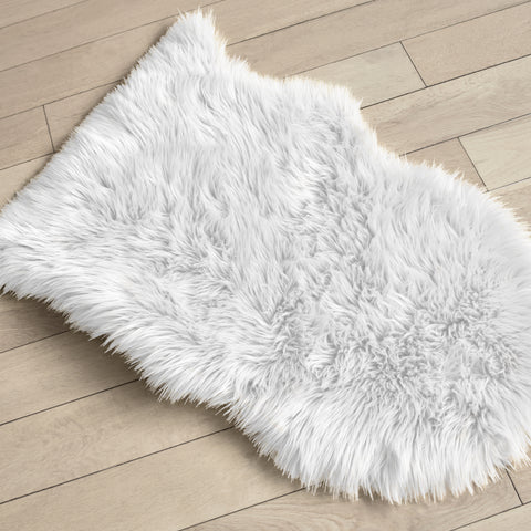 Velosso Luxury White Faux Fur Sheepskin Rug