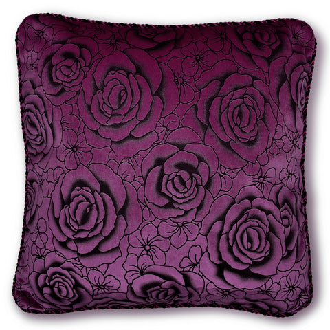 Intimates Flock Rose Velvet Aubergine Cushion Cover