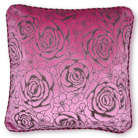 Intimates Flock Rose Velvet Pink Cushion Cover