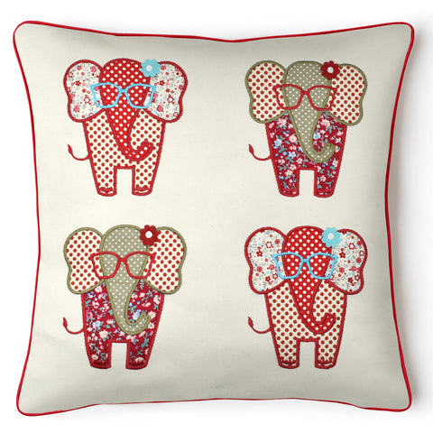 Velosso Floral Elephant Applique Cushion Cover