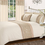Velosso Geneva Faux Silk Diamanté Natural Duvet Cover & Pillowcase Set
