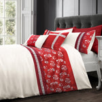 Velosso Geneva Faux Silk Diamanté Red Duvet Cover & Pillowcase Set