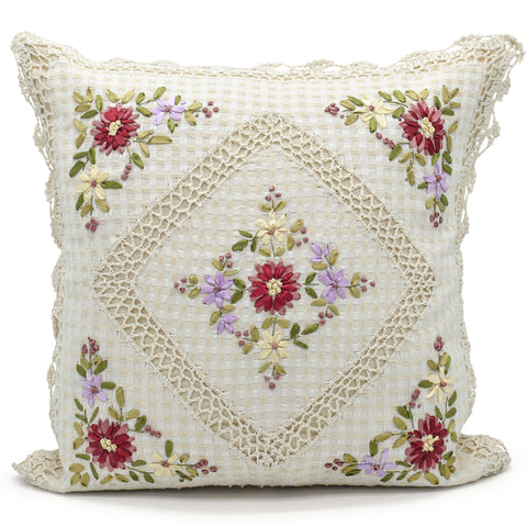 Ashley Mills Gianna Crochet Floral Cushion Cover